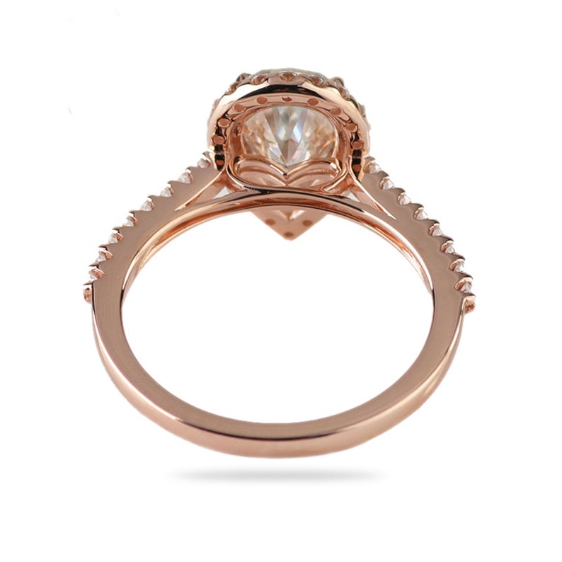 1 CT Pear Cut Diamond Rose Gold Over On 925 Sterling Silver Halo Promise Ring