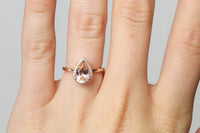 3 CT Pear Cut Morganite Diamond 925 Sterling Silver Halo Engagement Ring