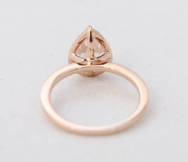 3 CT Pear Cut Morganite Diamond 925 Sterling Silver Halo Engagement Ring - atjewels.in