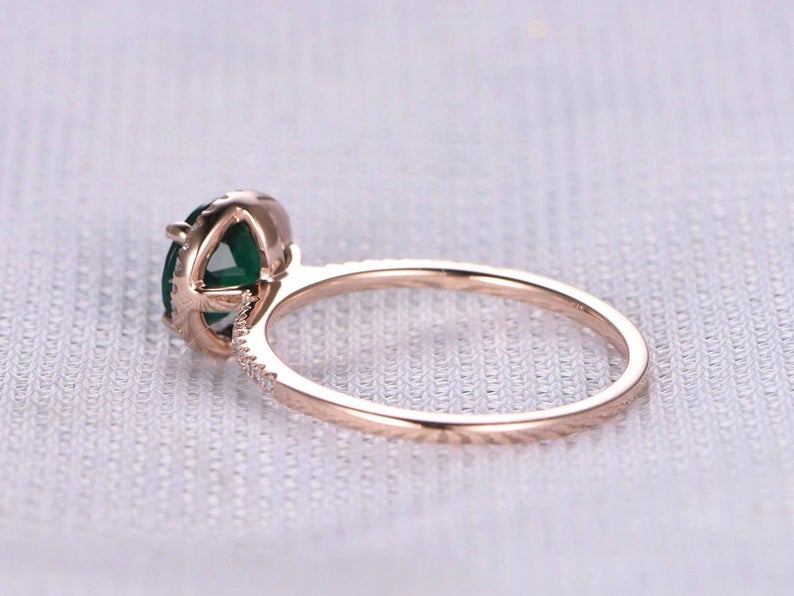 1 CT Round Cut Emerald Diamond Rose Gold Over On 925 Sterling Silver Halo Engagement Ring