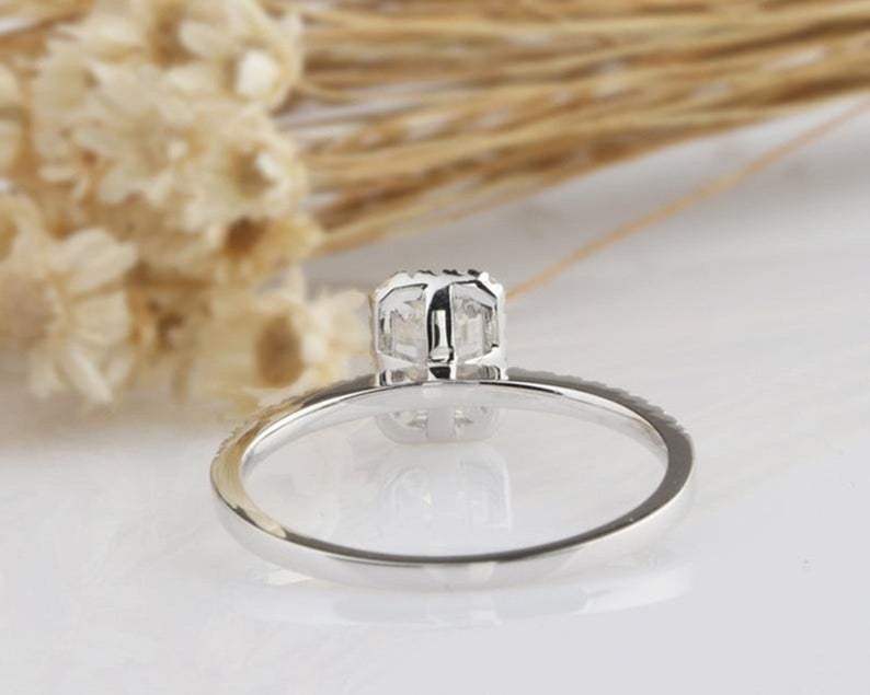 1 CT Emerald Cut Diamond 925 Sterling Silver Halo Woman's Wedding Ring - atjewels.in
