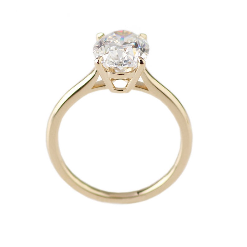 1 CT Oval Cut Diamond Yellow Gold Over On 925 Sterling Silver Solitaire Engagement Ring