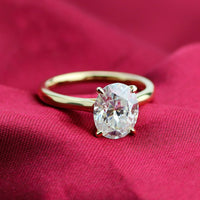 1 CT Oval Cut Diamond Yellow Gold Over On 925 Sterling Silver Solitaire Engagement Ring