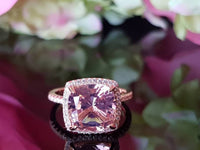2 CT Cushion Cut Morganite Diamond Rose Gold Over On 925 Sterling Silver Halo Engagement Ring