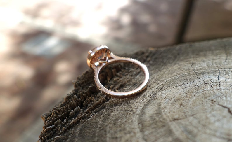 1 CT Round Cut Morganite Diamond Rose Gold Over On 925 Sterling Silver Halo Engagement Ring