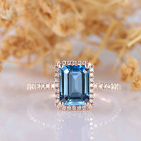 1 CT Emerald Cut London Blue Topaz Diamond 925 Sterling Silver Engagement Ring