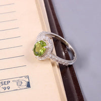 1 CT Oval Cut Peridot Diamond 925 Sterling Silver Halo Engagement Ring