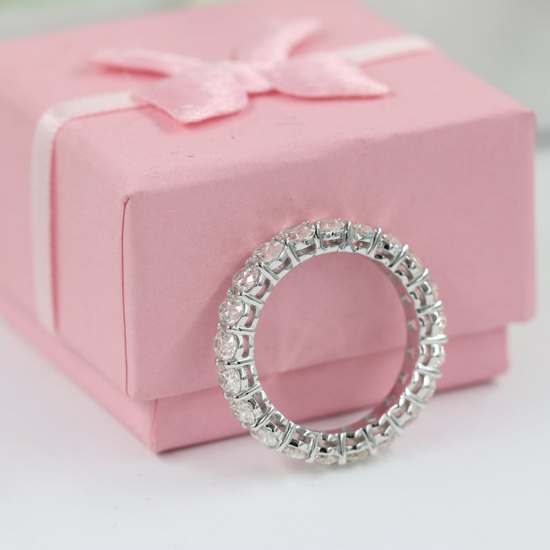 2 CT Oval Cut Diamond White Gold Over On 925 Sterling Silver Full Eternity Wedding Ring