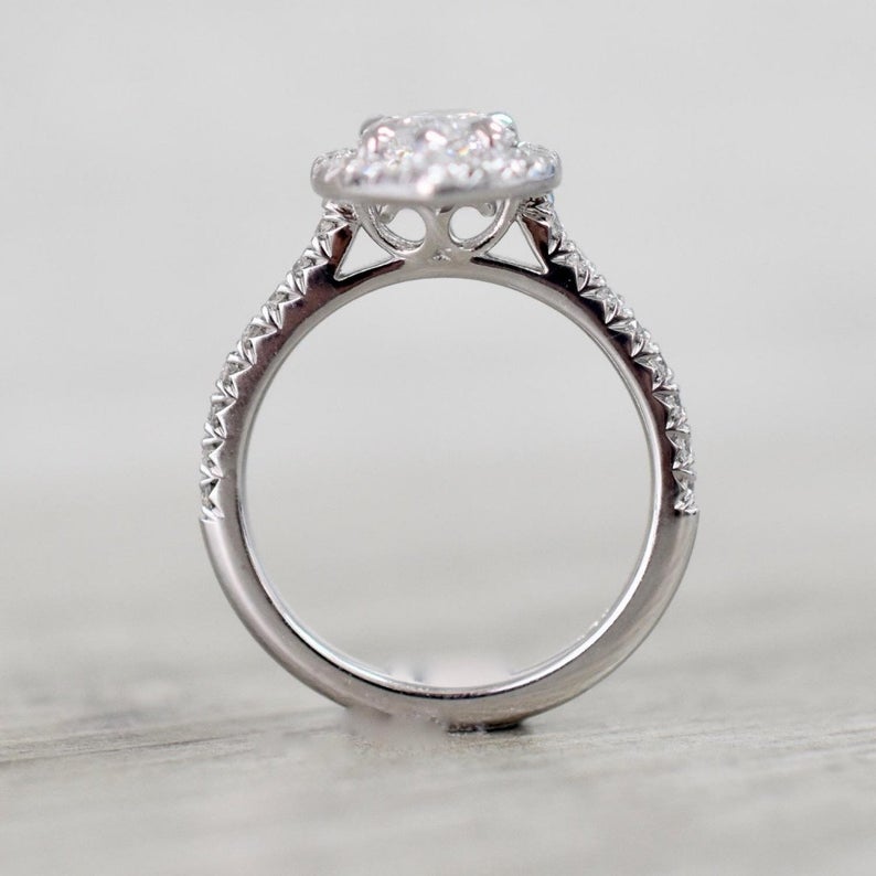 1.80 CT Pear Cut Diamond 925 Sterling Silver Halo Wedding Ring