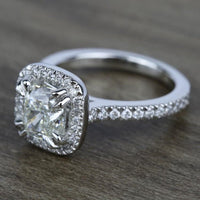 1 CT Cushion Cut Diamond 925 Sterling Silver Halo Engagement Ring