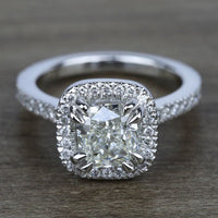 1 CT Cushion Cut Diamond 925 Sterling Silver Halo Engagement Ring