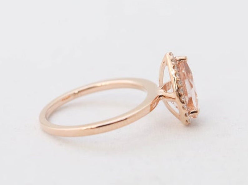 3 CT Pear Cut Morganite Diamond 925 Sterling Silver Halo Engagement Ring - atjewels.in