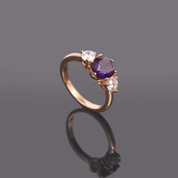1 CT Round Cut Amethyst Diamond 925 Sterling Silver Three Stone Wedding Ring