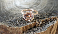 1 CT Round Cut Morganite Diamond Rose Gold Over On 925 Sterling Silver Halo Engagement Ring