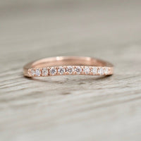 0.25 CT Round Cut Diamond Rose Gold Over On 925 Sterling Silver Half Eternity Wedding Band Ring