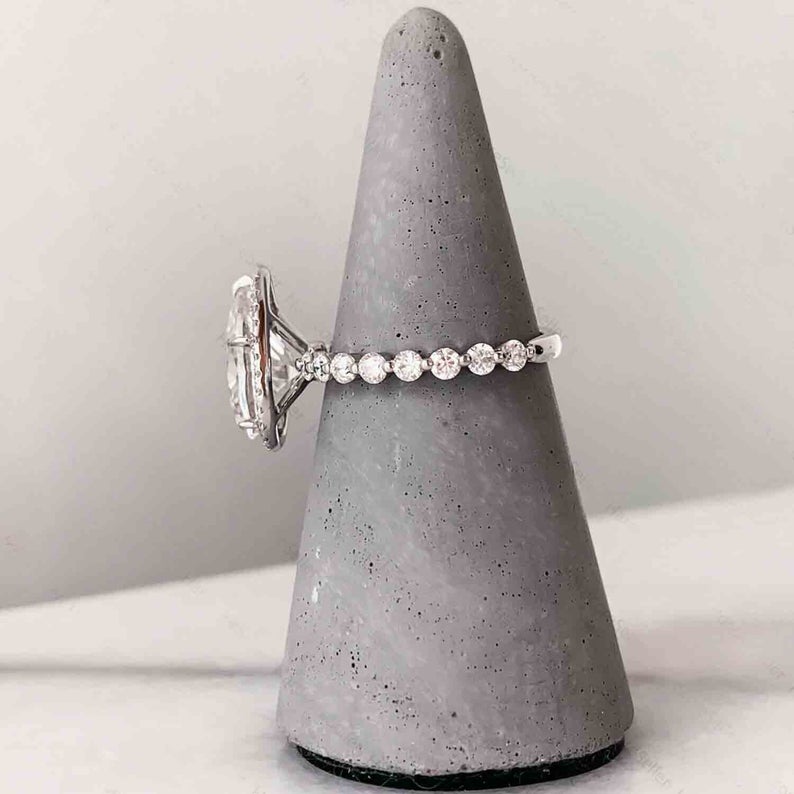 2 CT Pear Cut White Diamond White Gold Over On 925 Sterling Silver Halo Wedding Ring