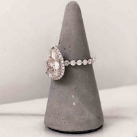 2 CT Pear Cut White Diamond White Gold Over On 925 Sterling Silver Halo Wedding Ring
