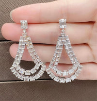 4.50 Ct Baguette Cut Diamond White Gold Over On 925 Sterling Silver Engagement Dangle Earrings