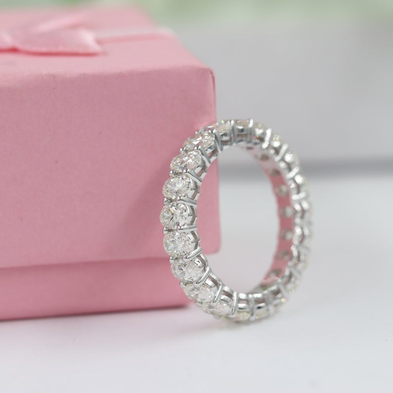 2 CT Oval Cut Diamond White Gold Over On 925 Sterling Silver Full Eternity Wedding Ring