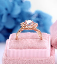 1 CT Cushion Cut Morganite Diamond Rose Gold Over On 925 Sterling Silver Halo Twisted Anniversary Ring