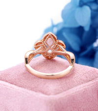 1 CT Cushion Cut Morganite Diamond Rose Gold Over On 925 Sterling Silver Halo Twisted Anniversary Ring