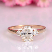 2.60 Ct Oval & Round Cut Diamond 925 Sterling Silver Three-Stone Promise Gift Ring