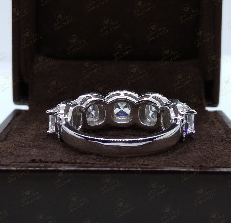 3.50 CT Cushion Cut CZ Diamond 925 Sterling Silver Halo Anniversary Band Ring For Women's