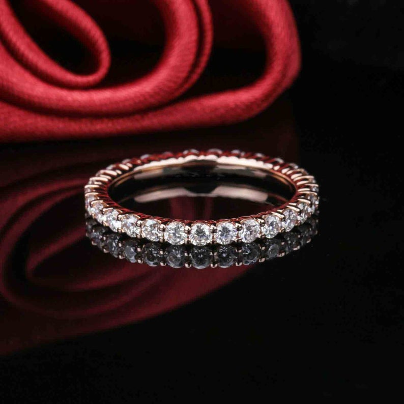 CT Round Cut Diamond 925 Sterling Silver Full Eternity Wedding Band Ring
