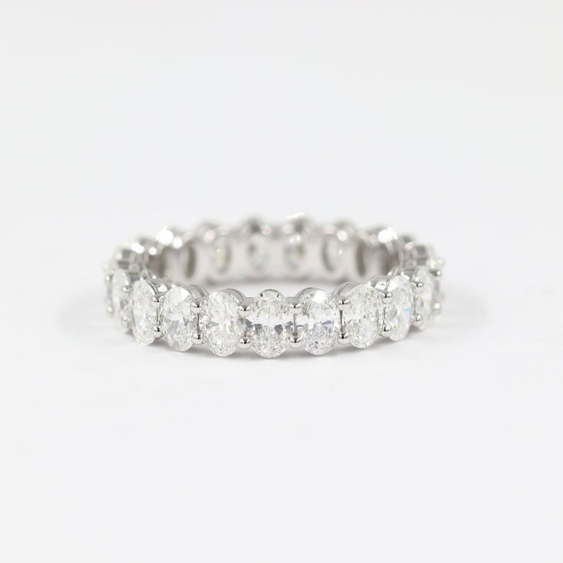 2 CT Oval Cut Diamond White Gold Over On 925 Sterling Silver Full Eternity Wedding Ring