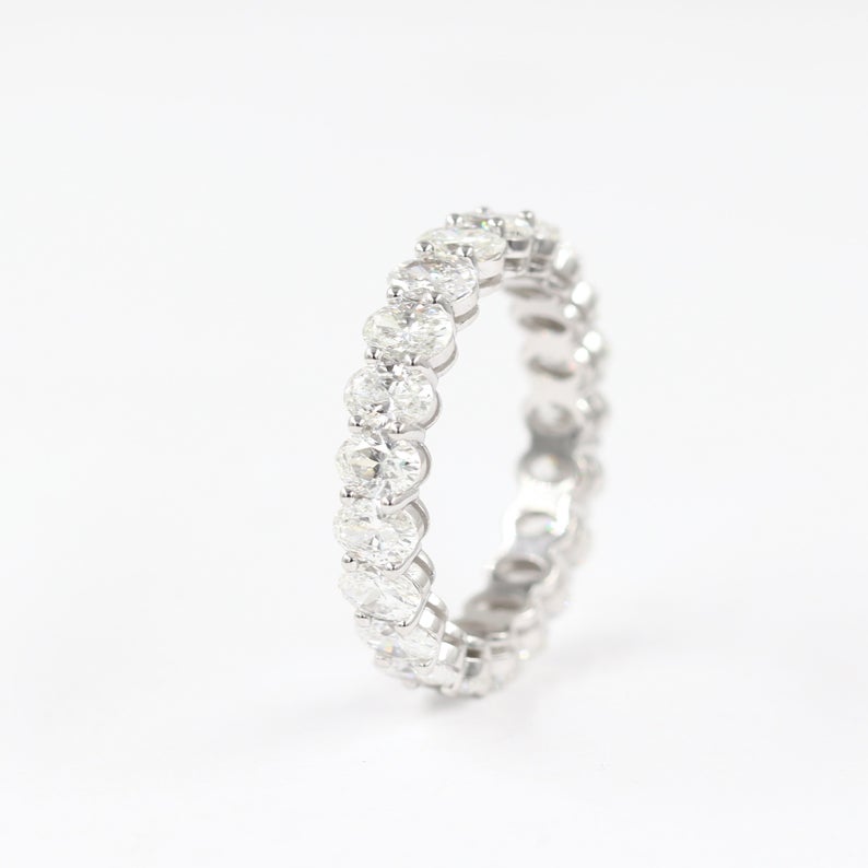 2 CT Oval Cut Diamond White Gold Over On 925 Sterling Silver Full Eternity Wedding Ring