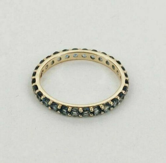 1 CT Round Cut London Blue Topaz Diamond 925 Sterling Silver Full Eternity Wedding Band Ring