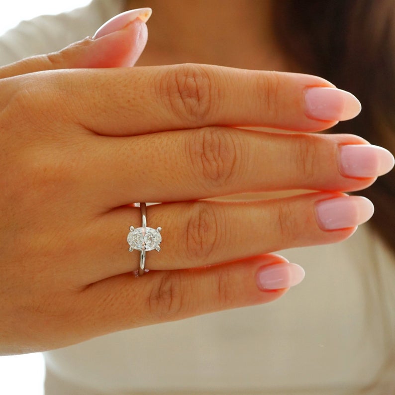 1.50 CT Oval Cut Diamond 925 Sterling Silver Solitaire Engagement Ring