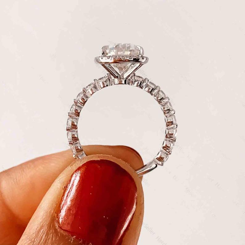 1 CT Pear Cut White Diamond 925 Sterling Silver Halo Engagement Ring