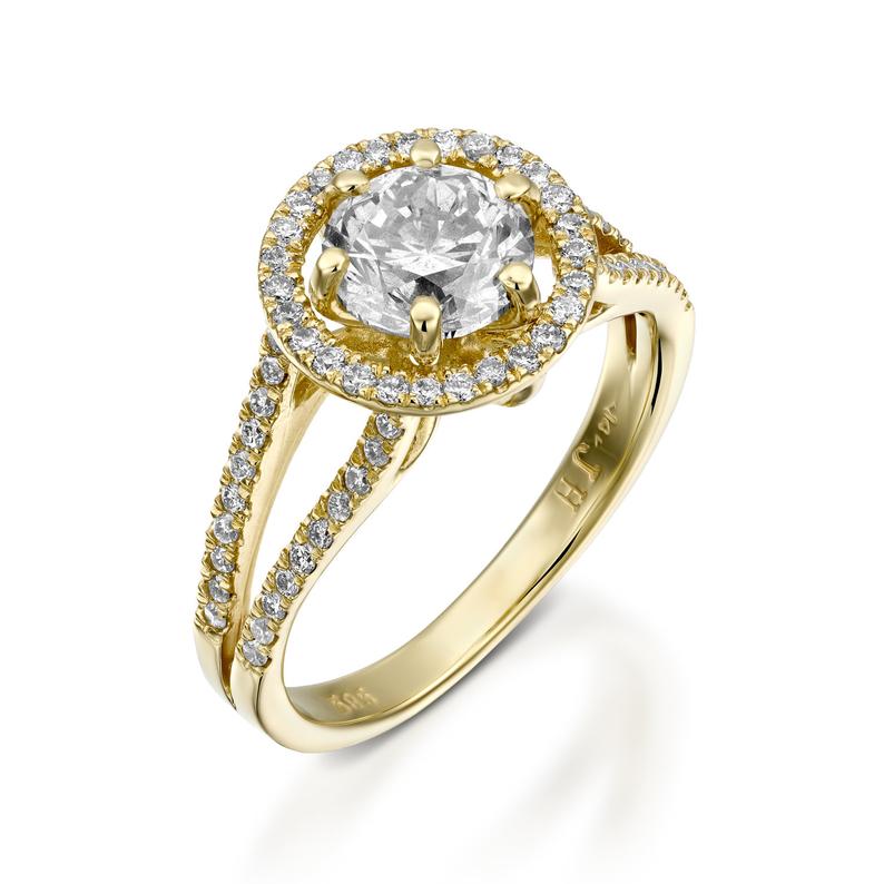 1 CT 925 Sterling Silver Round Cut Diamond Halo Wedding Engagement Ring