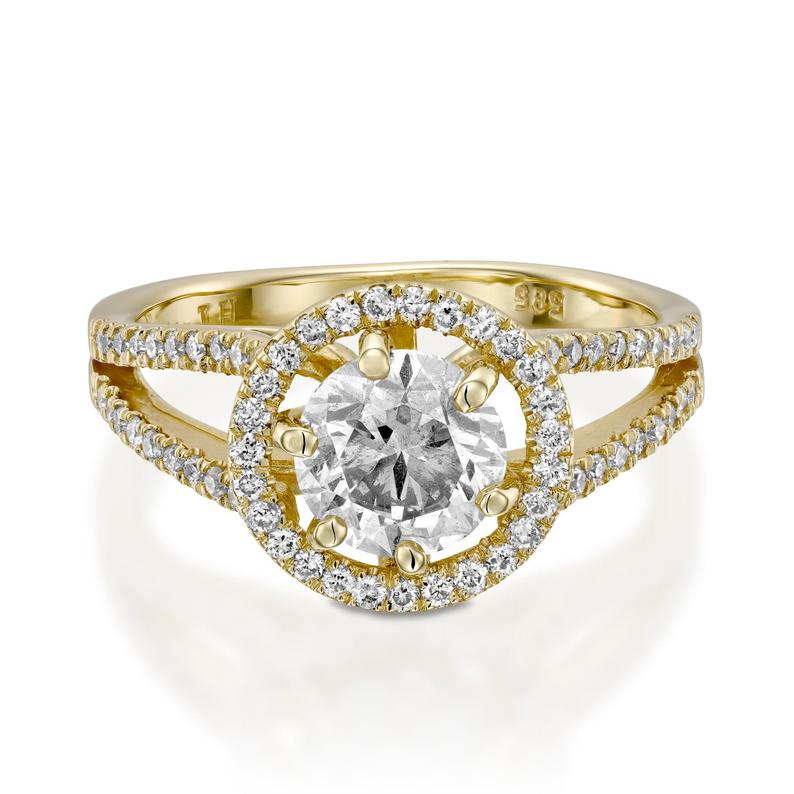 1 CT 925 Sterling Silver Round Cut Diamond Halo Wedding Engagement Ring