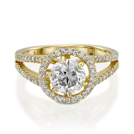 1 CT 925 Sterling Silver Round Cut Diamond Halo Wedding Engagement Ring