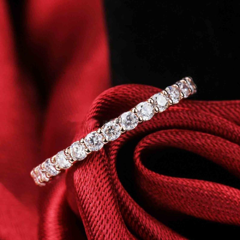 2 CT Round Cut Diamond 925 Sterling Silver Full Eternity Wedding Band Ring