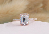 2 CT Emerald Cut Diamond 925 Sterling Silver Women Halo Wedding Ring