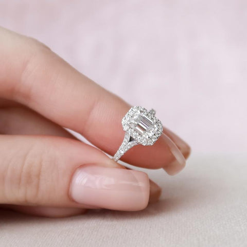 Platinum Emerald Cut Blue Diamond Ring | Barkev's