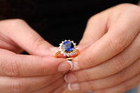 1 CT Round Cut Blue Sapphire Diamond 925 Sterling Silver Halo Engagement Ring For Her