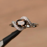 1.50 Ct Oval Cut Smoky Quartz 925 Sterling Silver Vintage Anniversary Gift Ring