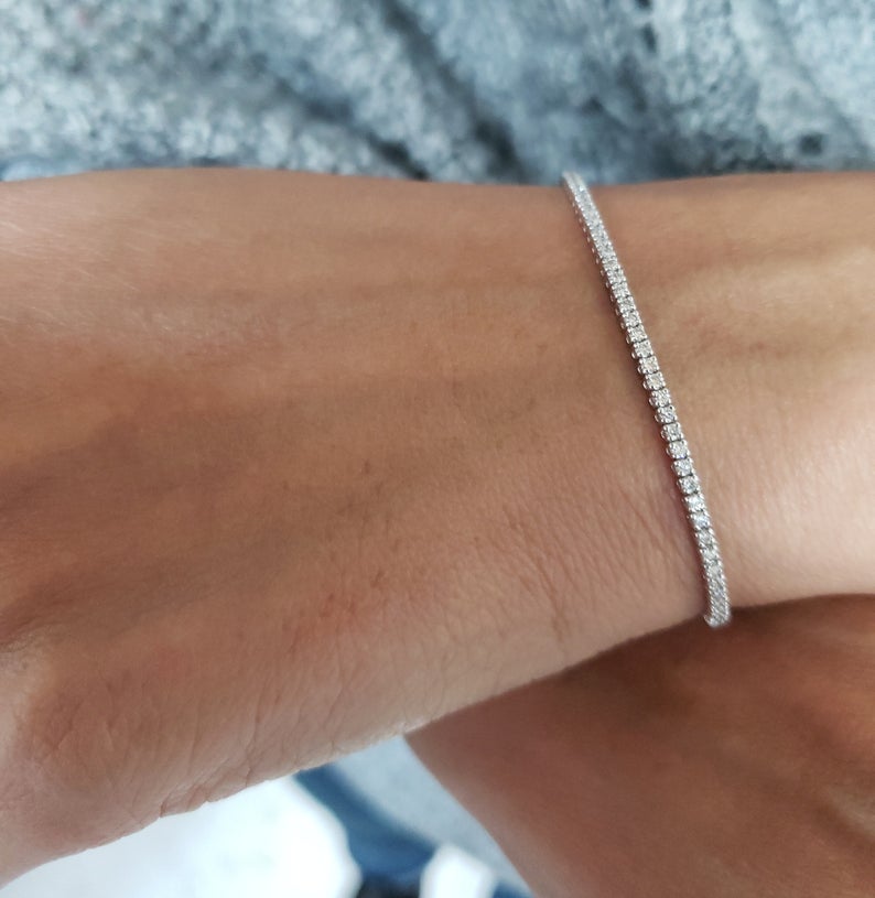 8 CT Round Cut Diamond White Gold Over On 925 Sterling Silver Tennis 7" Bracelet For Women