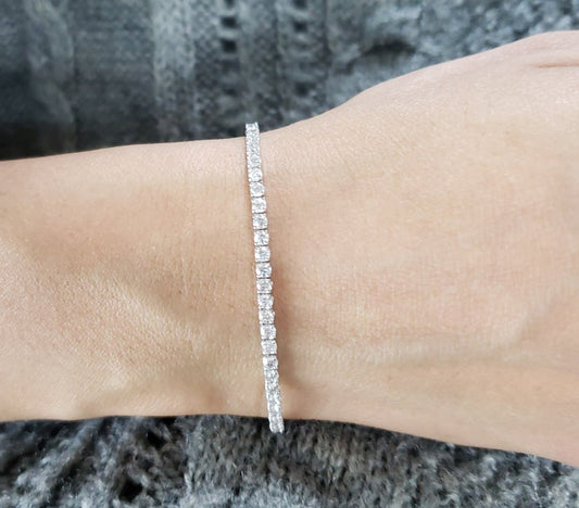 3 CT Round Cut CZ Diamond White Gold Over On 925 Sterling Silver Tennis 8" Bracelet For Women