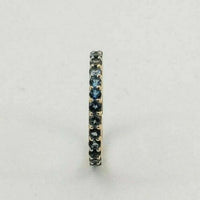 0.75 CT Round Cut London Blue Topaz Diamond Yellow Gold Over On 925 Sterling Silver Full Eternity Wedding Band Ring