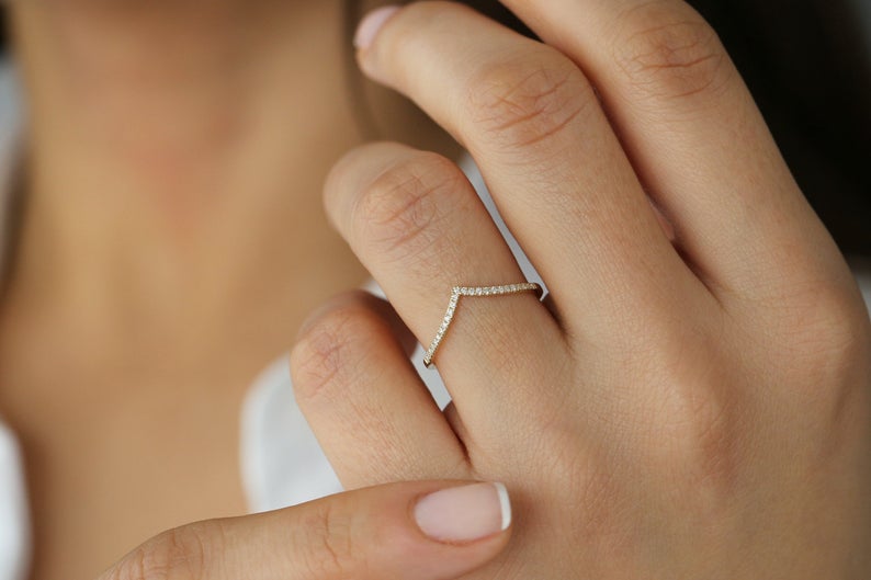 0.75 Ct Round Cut Diamond Yellow Gold Over On 925 Sterling Silver Curved Engagement Ring