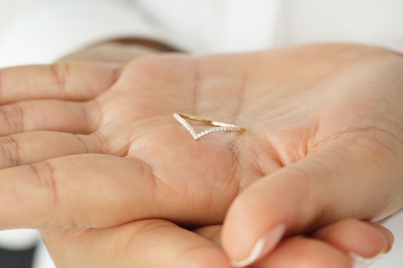 0.75 Ct Round Cut Diamond Yellow Gold Over On 925 Sterling Silver Curved Engagement Ring