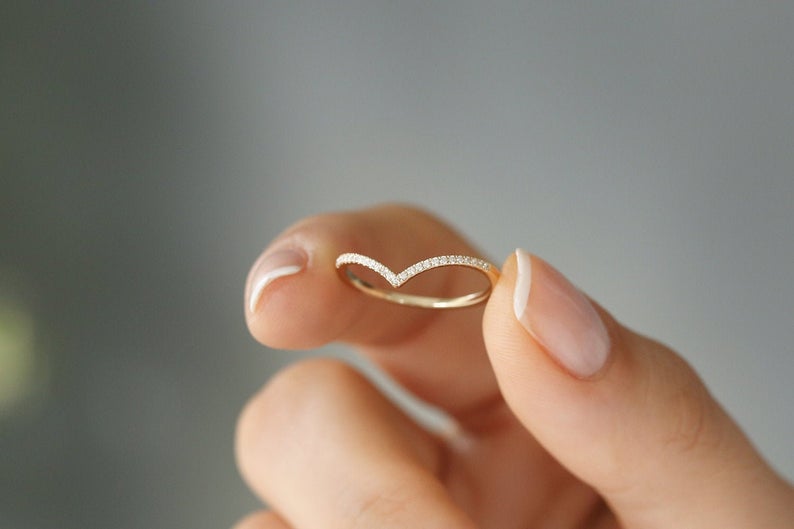 0.75 Ct Round Cut Diamond Yellow Gold Over On 925 Sterling Silver Curved Engagement Ring