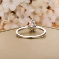 1 CT Pear Cut Diamond 925 Sterling Silver Solitaire With Accents Ring