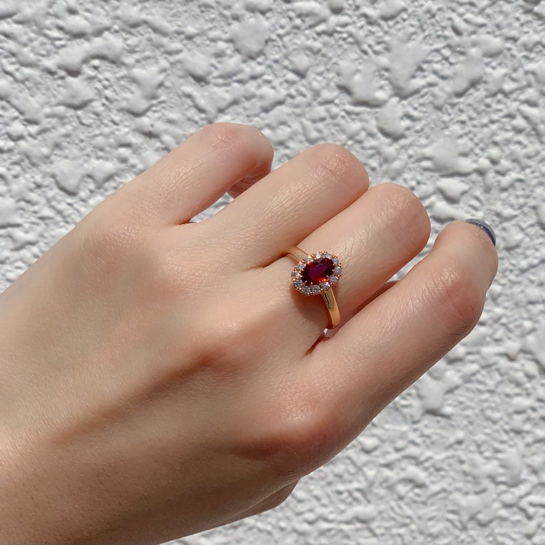 2 CT Oval Cut Pink Ruby Diamond Rose Gold Over On 925 Sterling Silver Halo Promise Ring