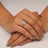 1.80 CT Pear Cut Diamond 925 Sterling Silver Halo Wedding Ring